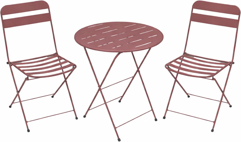 Alpine Corporation VTFAM168A-RD 3-Piece Red Metal Folding Bistro Set – 20&quo...