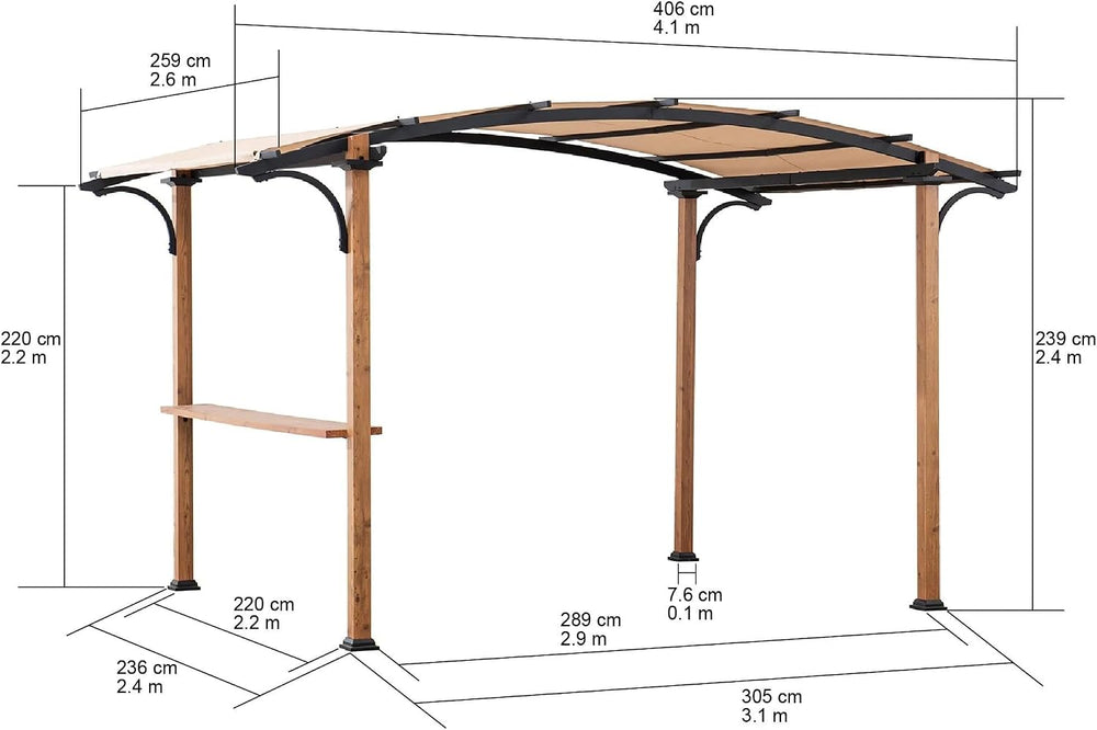 SUNJOY Outdoor Pergola 8.5 x 13 ft. Steel Arched Pergola with Tan Weather-Res...