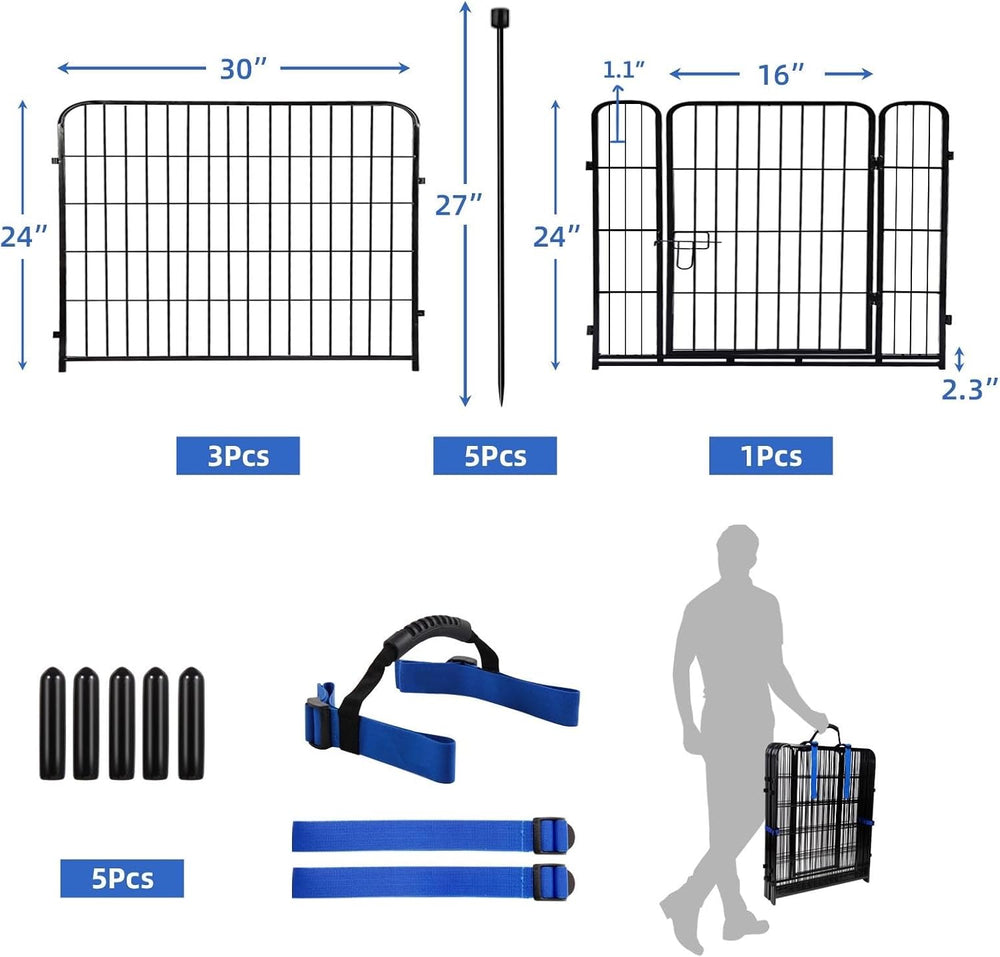 ADAVIN 24in Garden Fence, 4 Panels Dog Fence Outdoor for Yard, 9.8 Ft | Heavy...