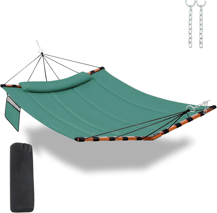 TegerDeger 12FT 2 Person Hammock with V Shaped Spreader Bar -Lake Blue
