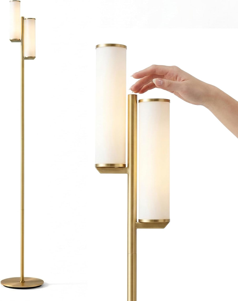 Brightech Gemini Dimmable Floor Lamp with Two Lights - Modern Tall Tree Lamp ...