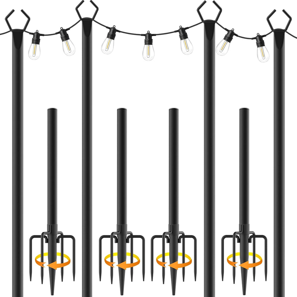 AILBTON 10Ft String Light Poles 4 Pack,Light Poles for Outside Lights,Outdoor...