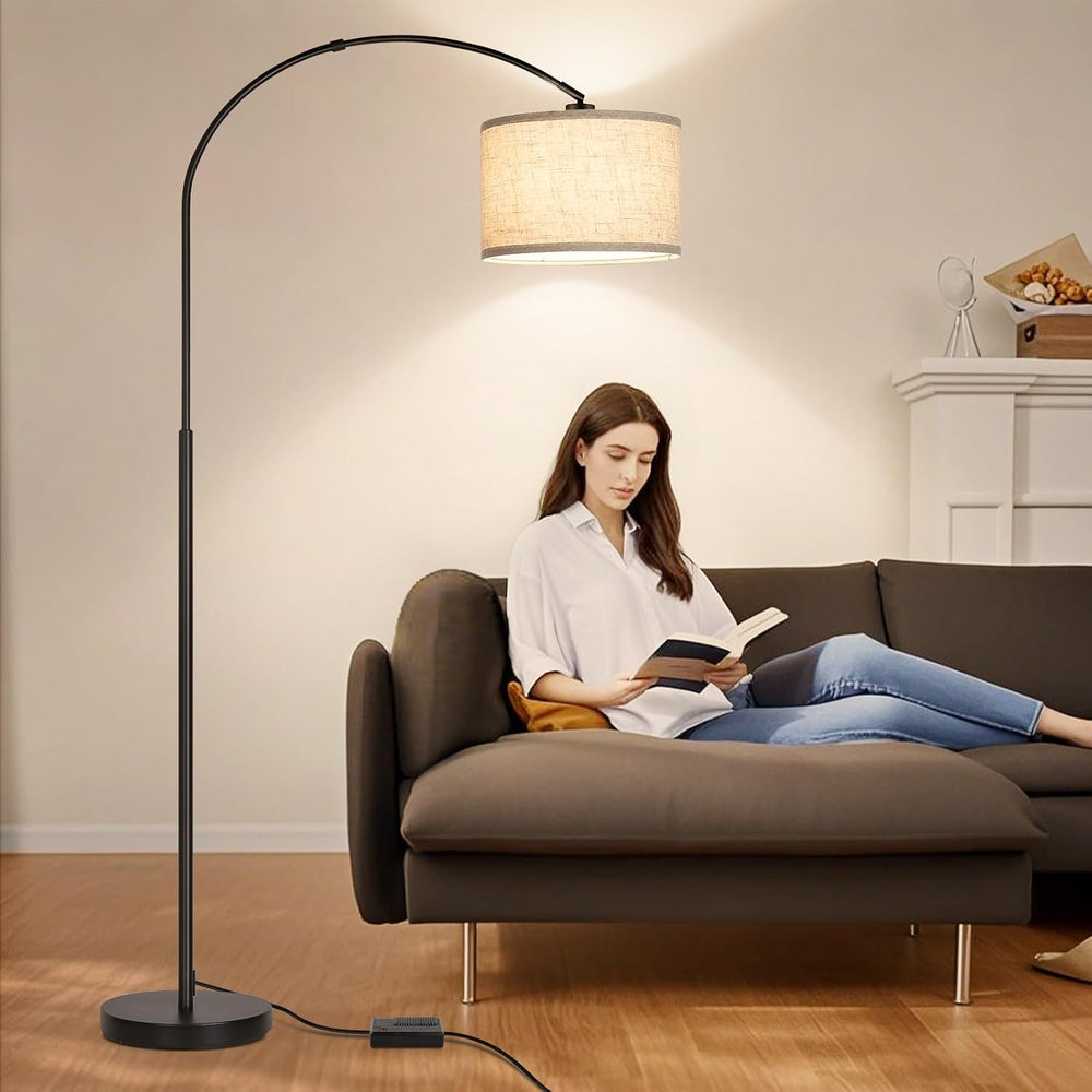 Dimmable Floor Lamp, Arc Floor Lamp with Dimmer, Black Standing Lamp with Adj...