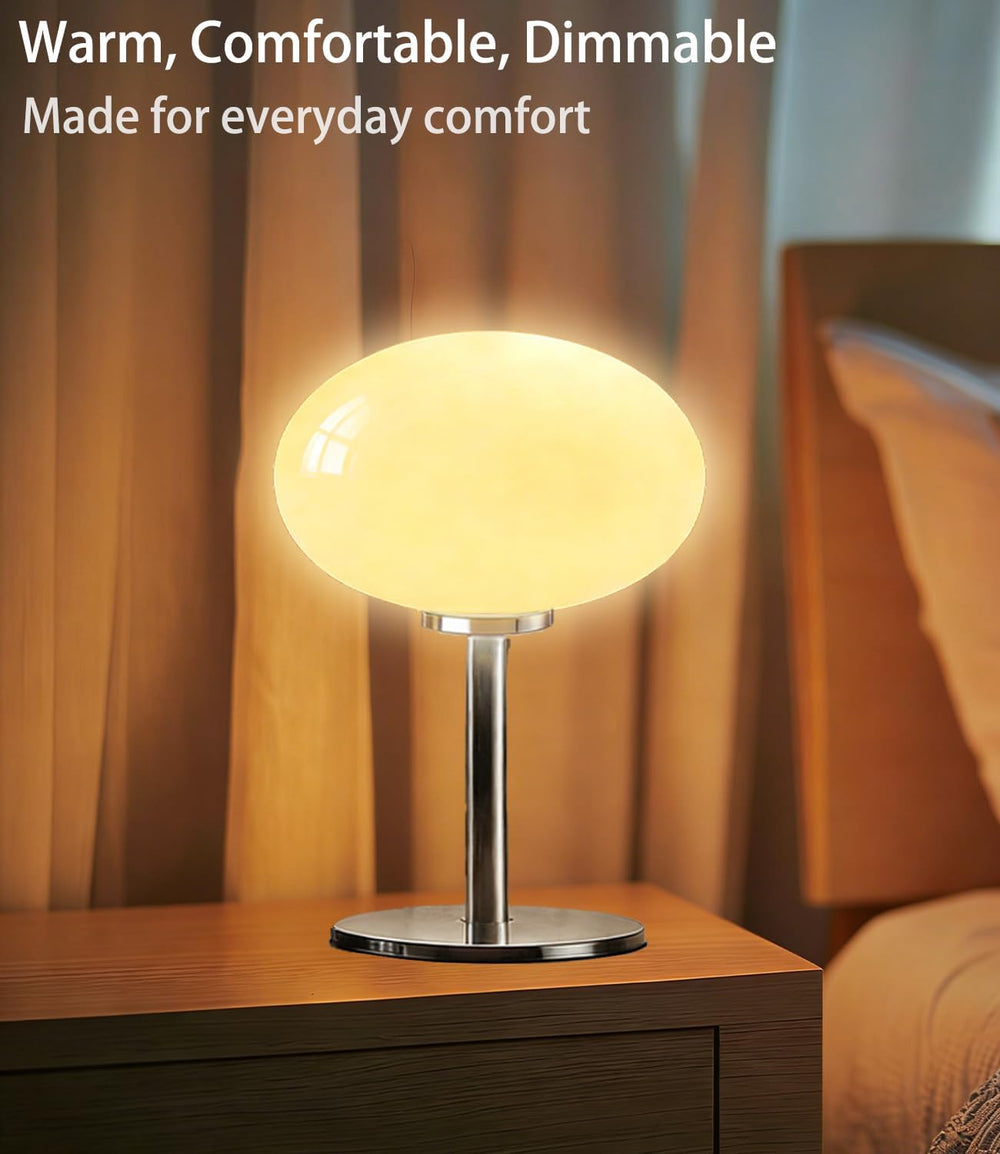 Glass Mushroom Lamp, Mid Century Dimmable Lamp 3 Color Temperatures Table Lam...