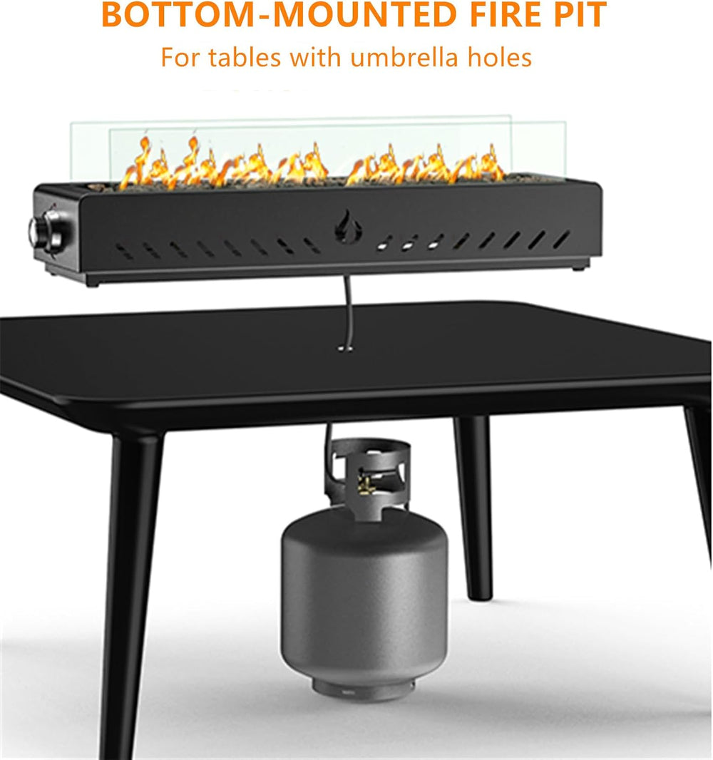 28" Gas Fire Pit Bottom-Mounted for Table with Umbrella Hole, FP044