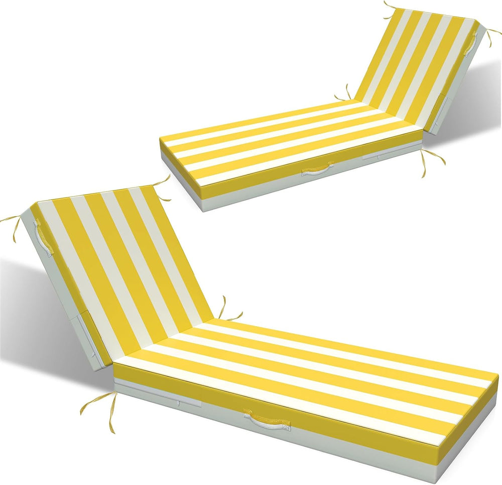 L'AGRATY Chaise Lounge Chair Waterproof Cushion Set of 2 Outdoor for Pool