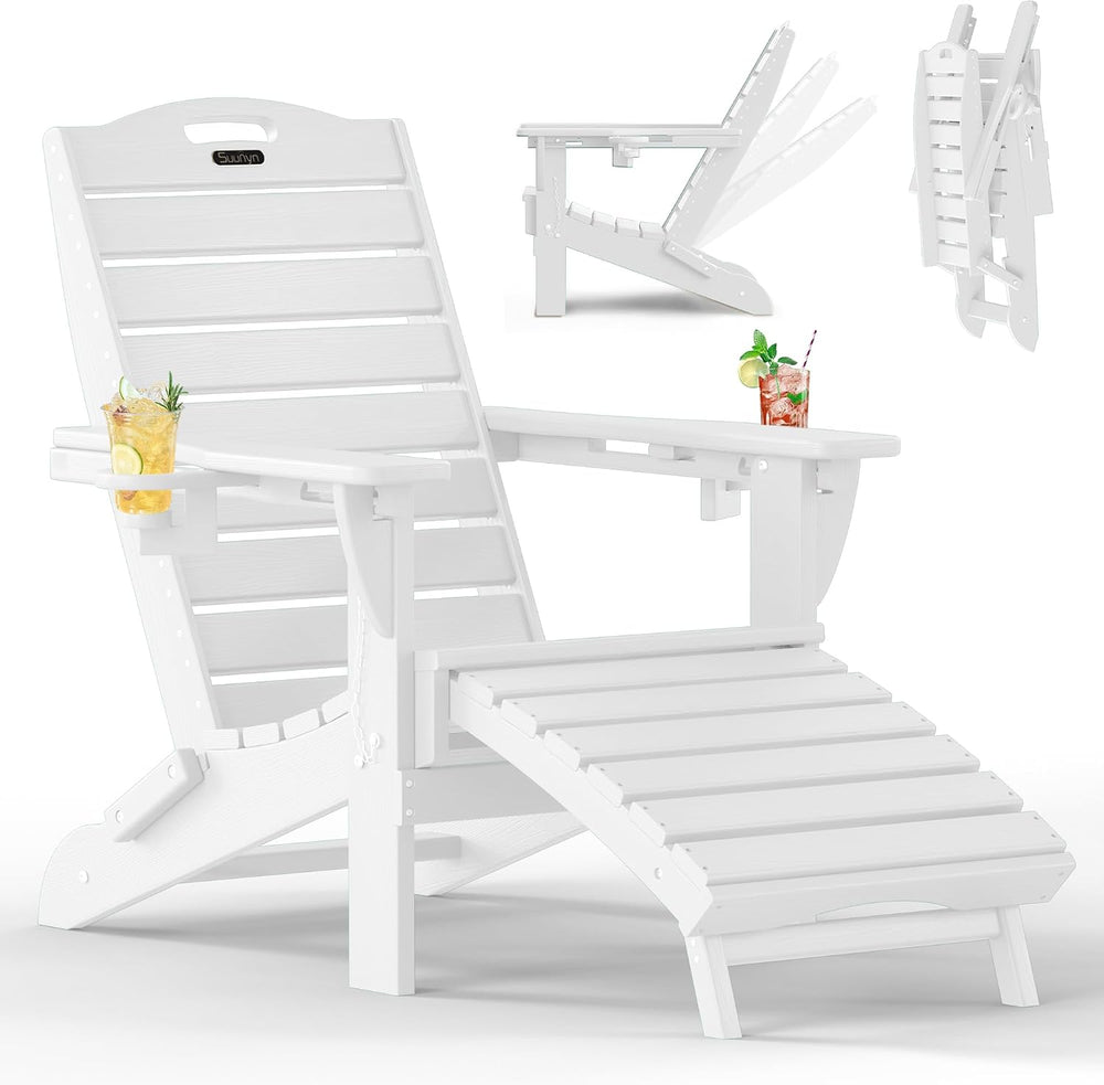 Adjustable Adirondack Chair,Outdoor Fire Pit Chair,White