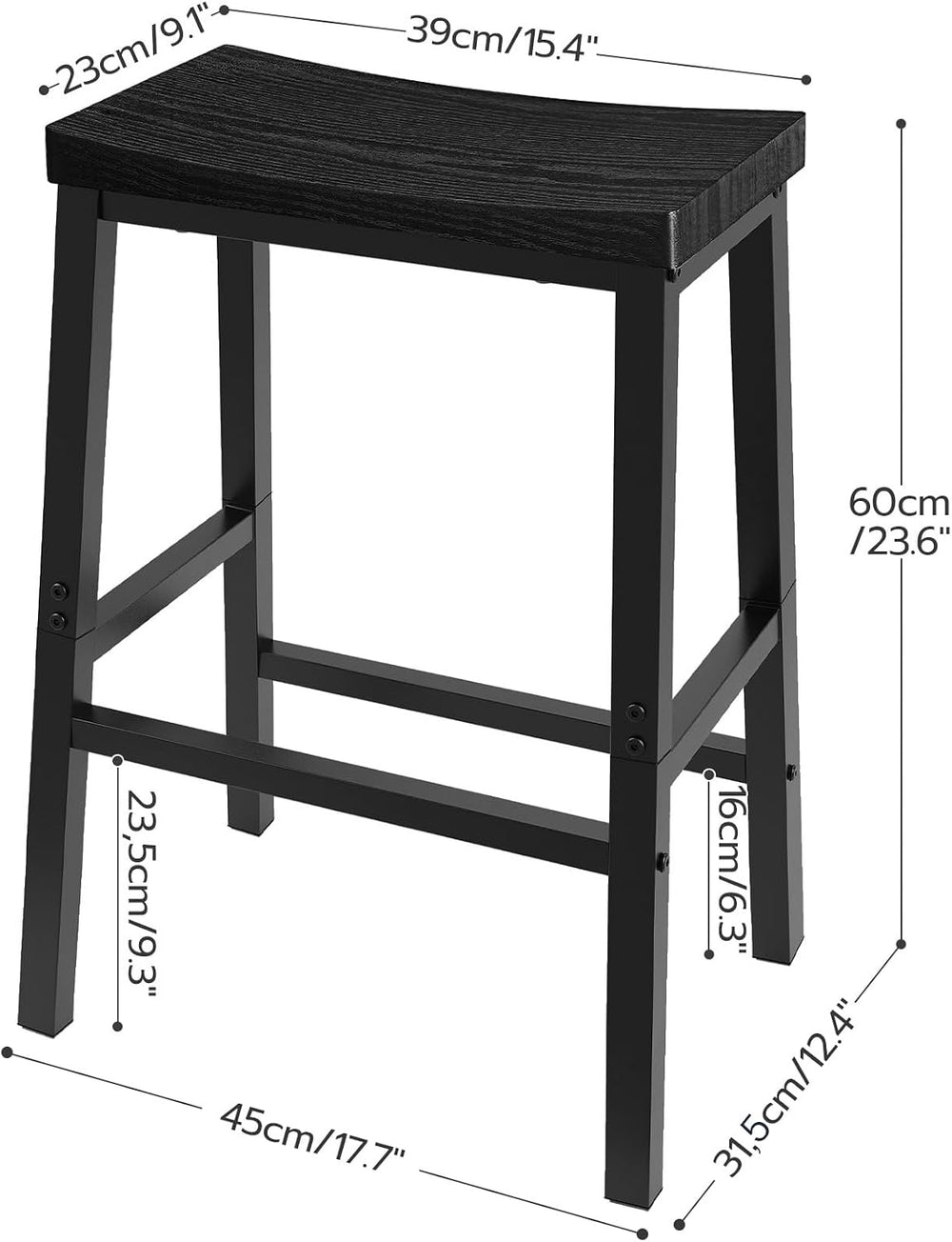 HOOBRO Bar Stools, Set of 2 Bar Chairs, 23.6 Inch Saddle Stools, Kitchen Coun...