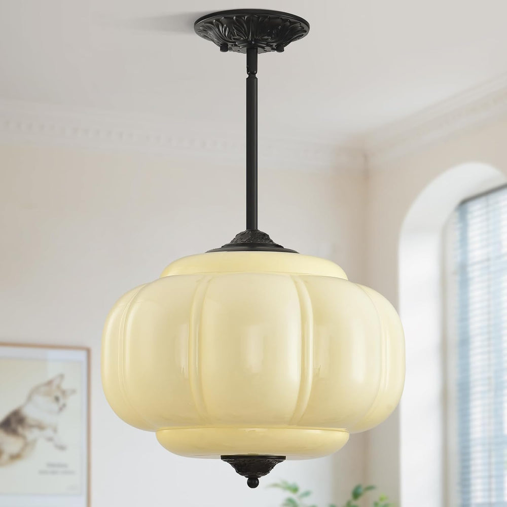 15in Cream Glass Schoolhouse Light Fixture Large, Bulb Included