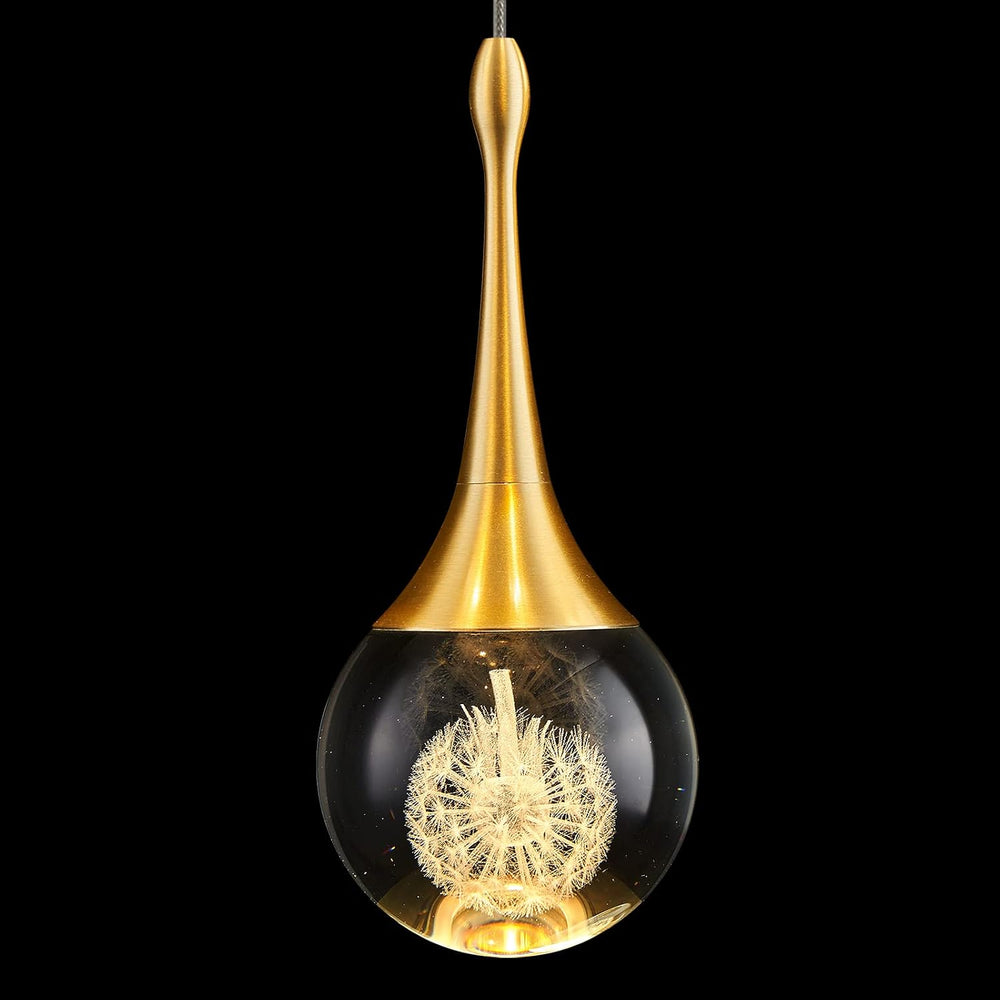 Modern LED Pendant Light for Kitchen Island, Dimmable Gold Teardrop Crystal C...
