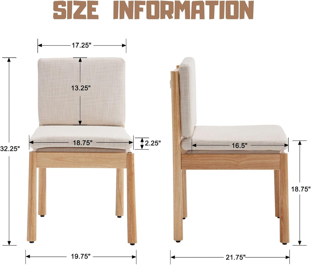 ROCITY Dining Chairs Set of 6, Natural Wooden Frame with Removable Cushions