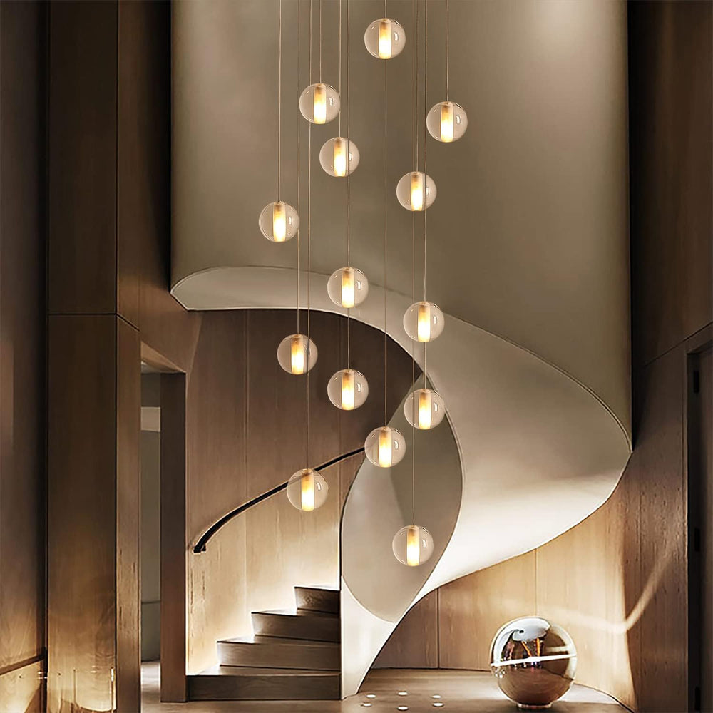14 Lights Staircase Chandelier for High Ceiling, Dimmable Modern Crystal Rain...