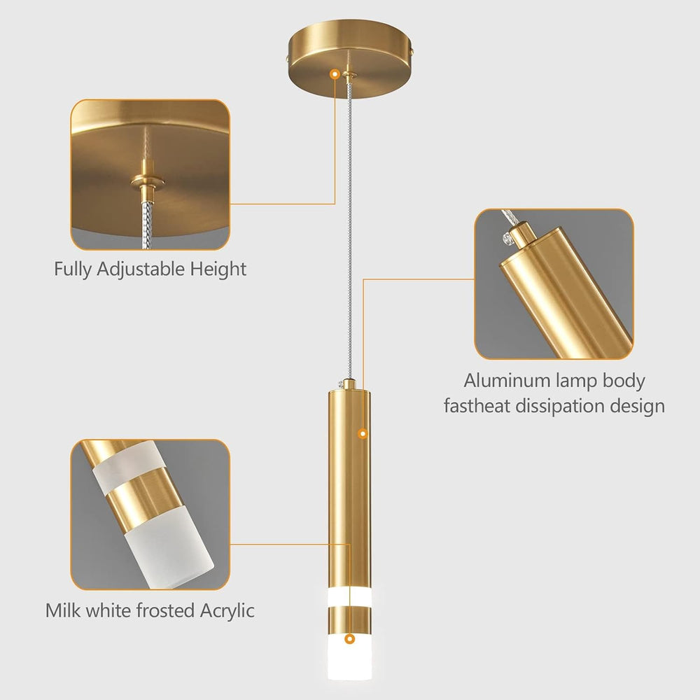 Modern Pendant Light Kitchen Fixture Dimmable LED Gold Mini Pendant Lighting ...