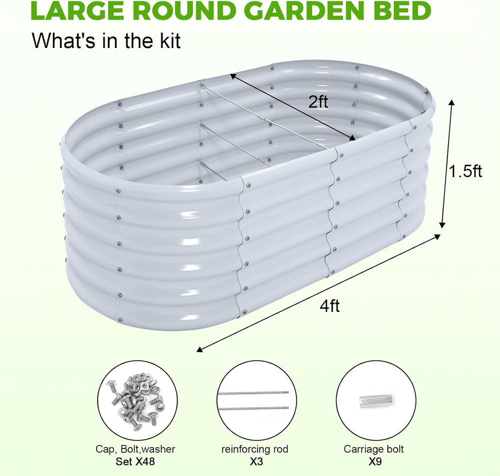 Land Guard 18“ Tall 4×2ft Galvanized Raised Garden Bed Kit, Galvanized Plante...