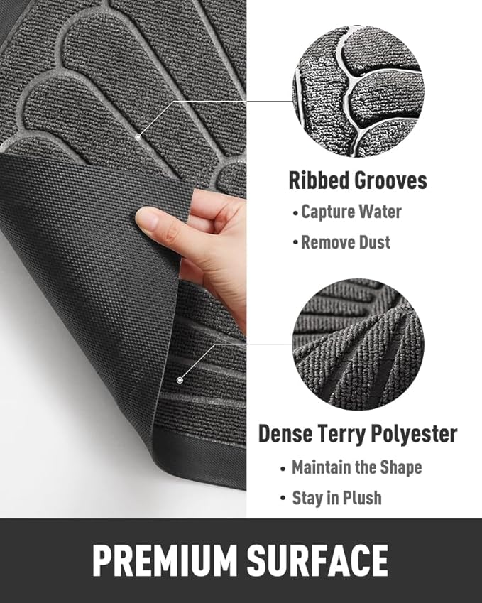 tchdio Door Mat Outdoor Indoor Entrance Doormat-Semicircular Durable Rubber N...