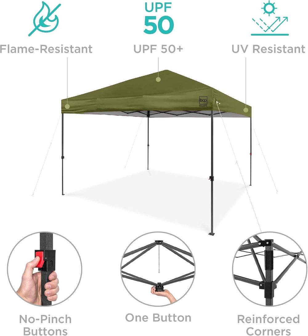 Best Choice Products 8x8ft Pop Up Canopy Tent, Outdoor Shade, 1 Person 1 Minu...