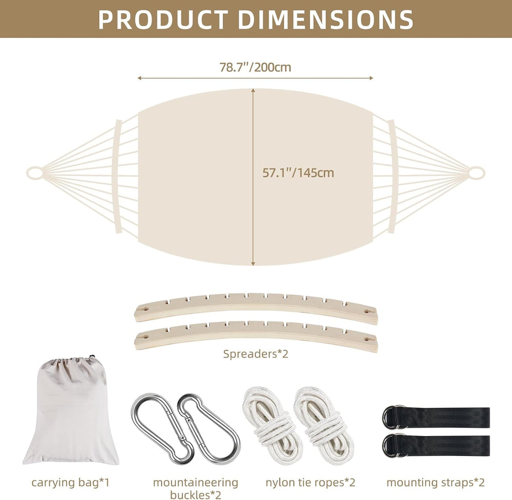 Portable Double Hammock, Hanging Hammock with Tassels and Fishtail Knitting, ...