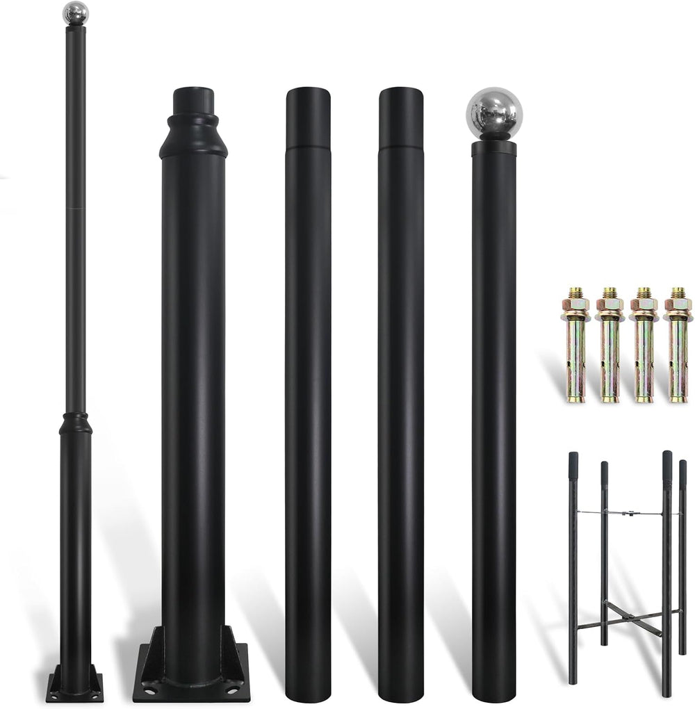 Street Light Pole 13ft Tall, Black Outdoor Galvanized Heavy-duty Metal Solar ...