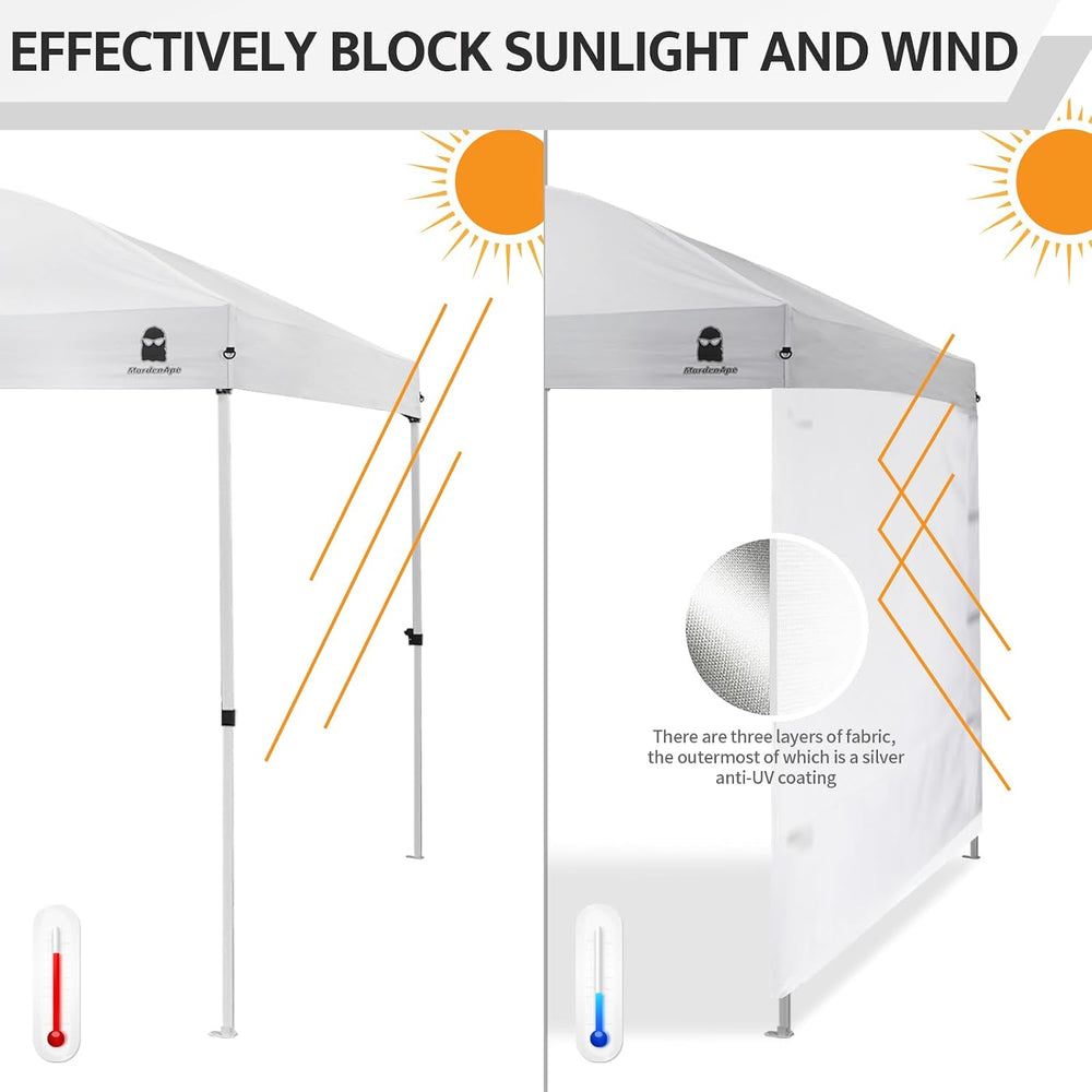 Sunshade Sidewall with Storage Net Bag for 10x10 Pop Up Canopy, Instant Water...