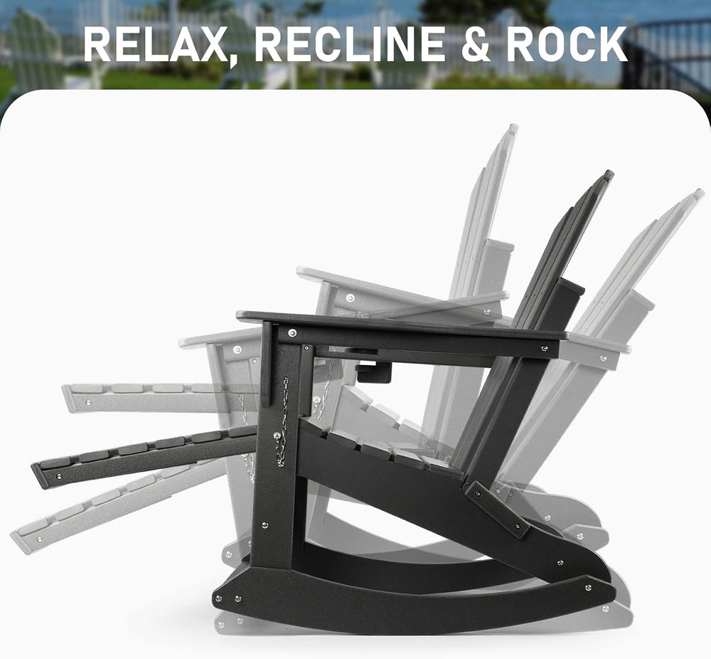 FUNBERRY Oversized Adirondack Rocking Chair, Porch Rocker 400LBS