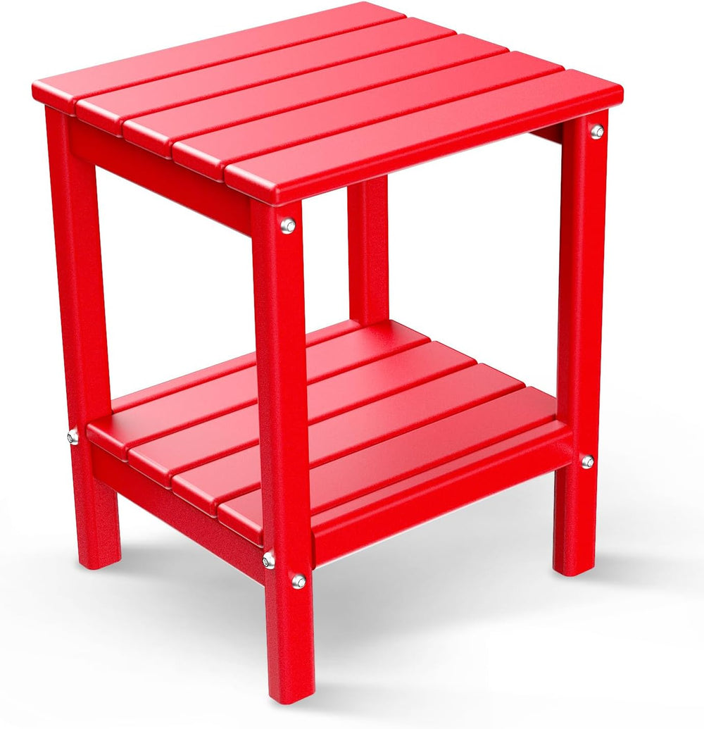 BRIOPAWS Outdoor-Side-Table | Small | HDPE Plastic | Patio End-Table | 2-Shel...