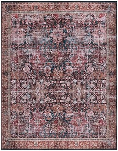 SAFAVIEH Washable Rug Tucson Collection - 8' x 10', Rust & Green,...