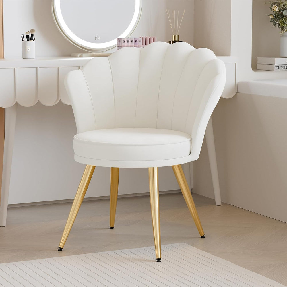 Velvet Accent Chair with Gold Metal Legs, Vanity Chair for Makeup Room, Uphol...