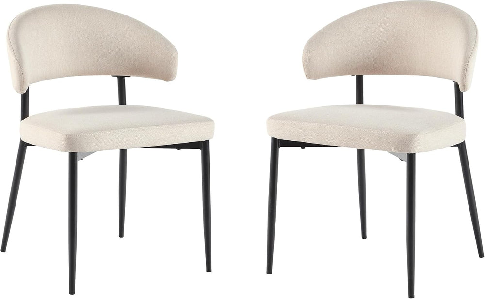 Walker Edison Modern Curved Back Upholstered Dining Chair with High-Performan...