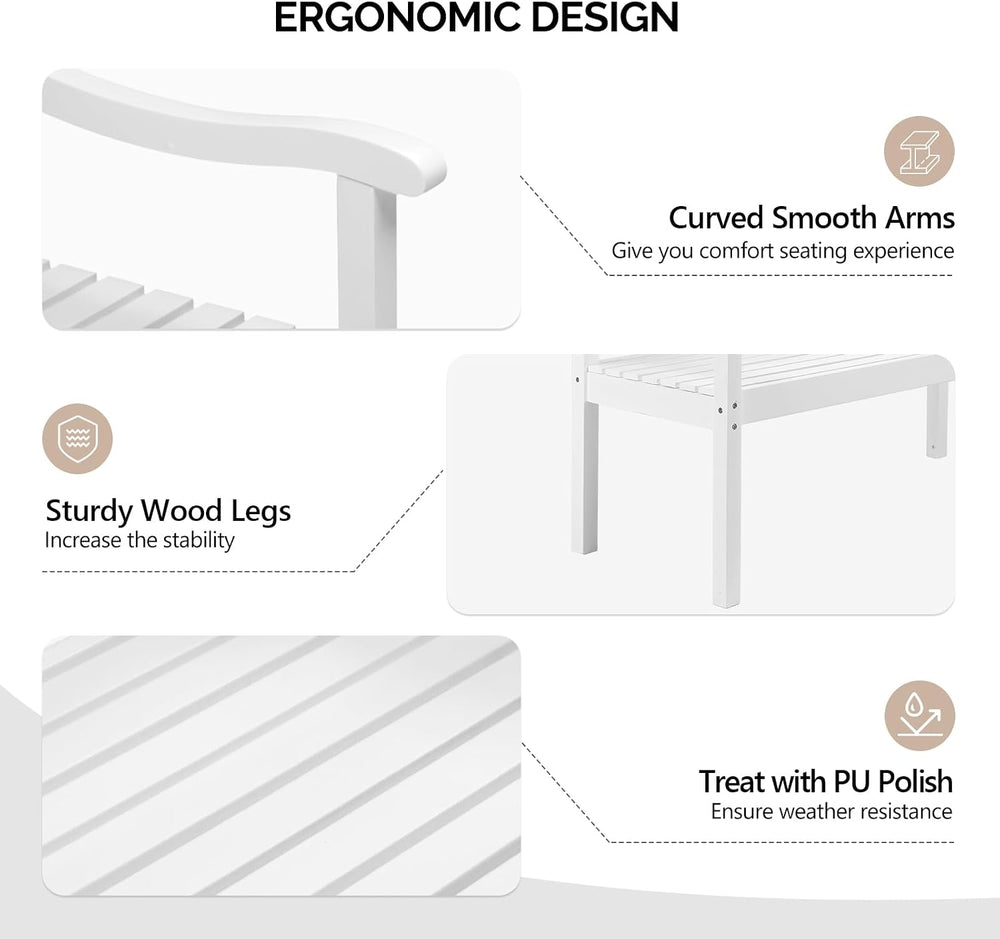 VINGLI 50" Outdoor Wood Bench, Weatehr Resistant Wooden Garden Patio Ben...