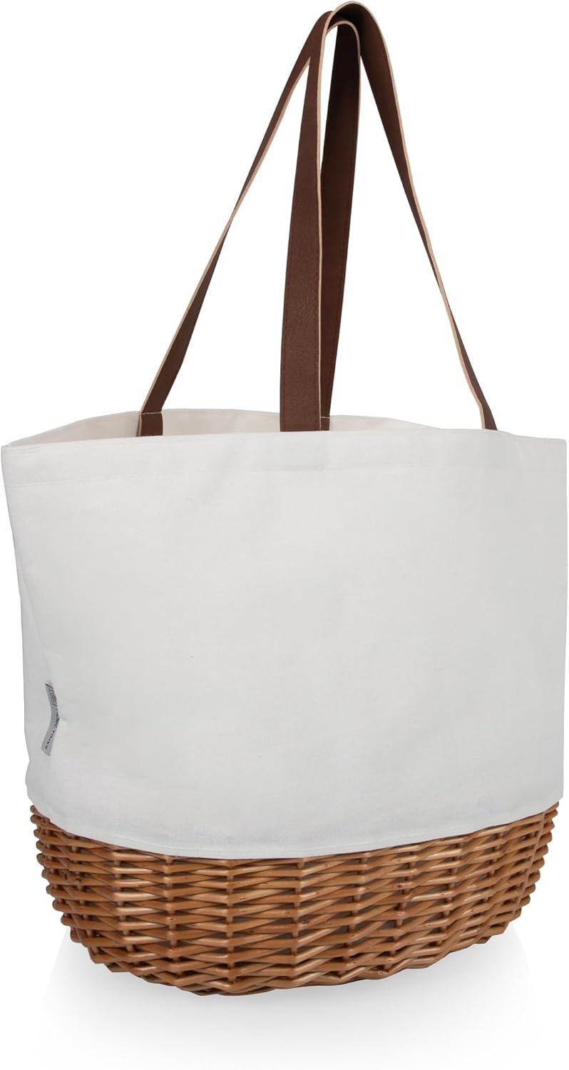 Picnic TIME Promenade Picnic Basket for Set 2, Stylish Canvas Tote Bag with H...