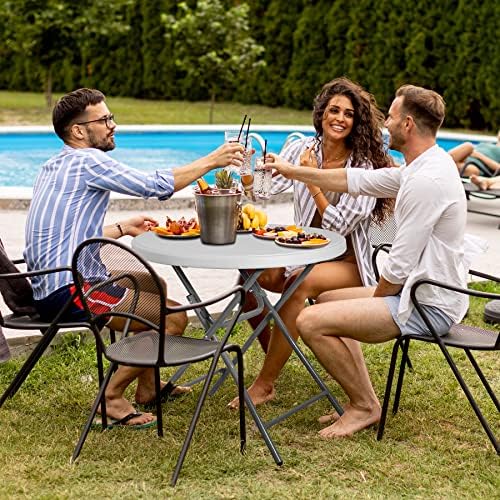 SUPER DEAL 32in Cocktail Table, Indoor Outdoor Portable High Top Table, Plast...