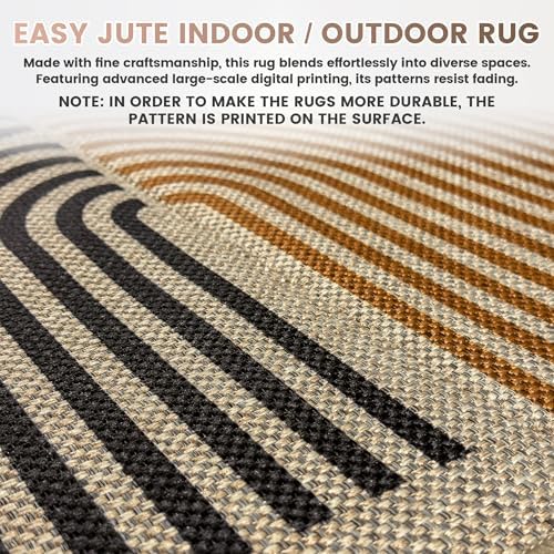 Washable 5x7 Rainbow Modern Woven Indoor Outdoor Area Rug for Living Room