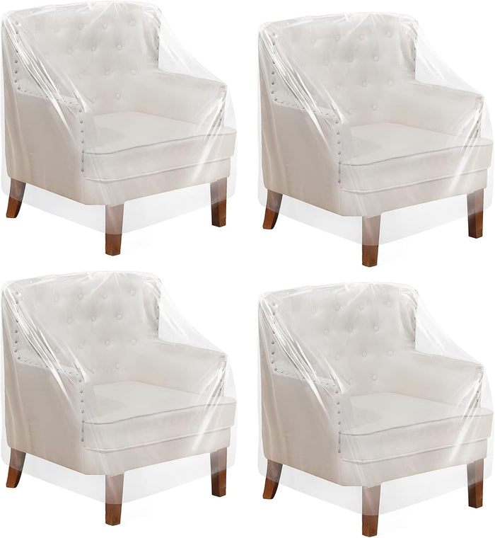 Tudomro 8 Pcs Outdoor Clear Plastic Chair Covers Waterproof Dust Proof