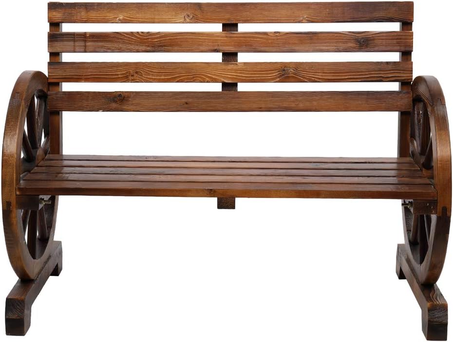 Outvita Wooden Garden Bench Seats 2 Person Carbonized for Garden