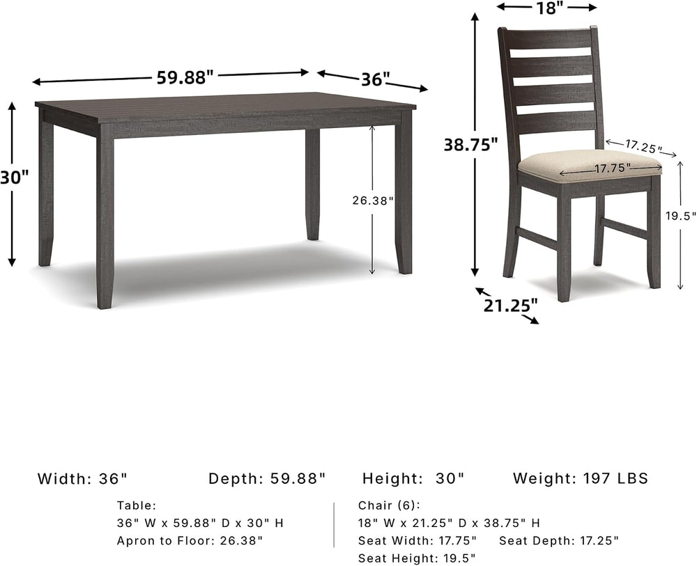 Signature Design by Ashley Rokane 7-Piece Dining Table Set for 6, Brown