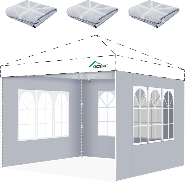 ACEPIC 10x10 Church Window Sidewalls for Canopy,Gray(3PCS No Frame or Top)