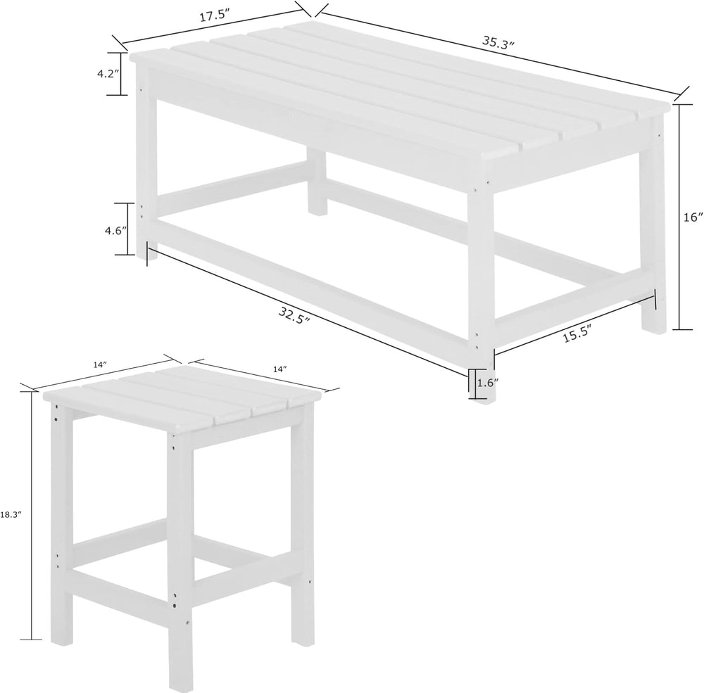 WestinTrends Malibu 3-Piece Set Outdoor Coffee and Side Table for Adirondack ...