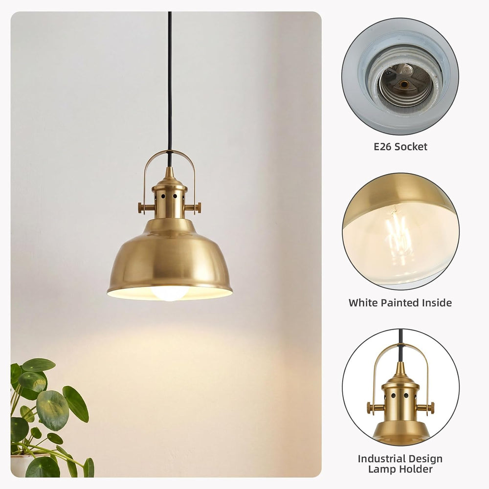 Farmhouse Small Pendant Lights Kitchen Island, Gold, 3 Pack