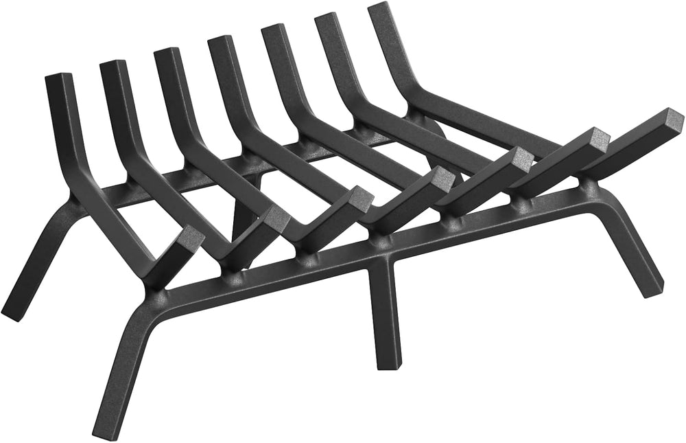 Mr IRONSTONE Fireplace Grate 24 inch Solid Steel Heavy Duty Firewood Log Burn...