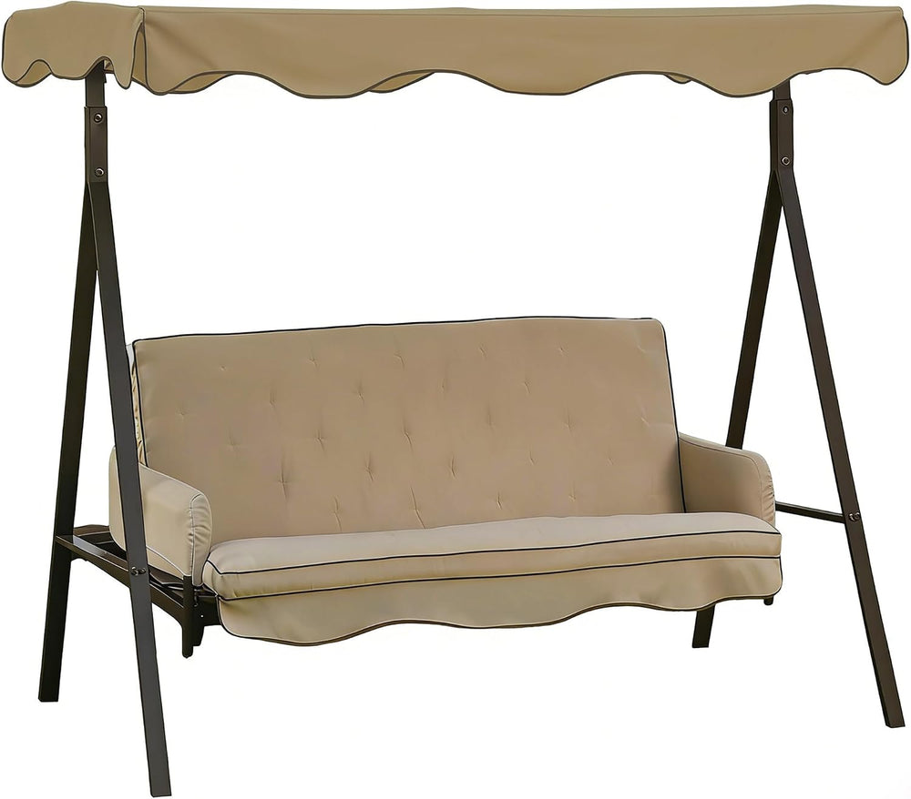 3 Seat Outdoor Swing Replacement Top for Patio, Khaki