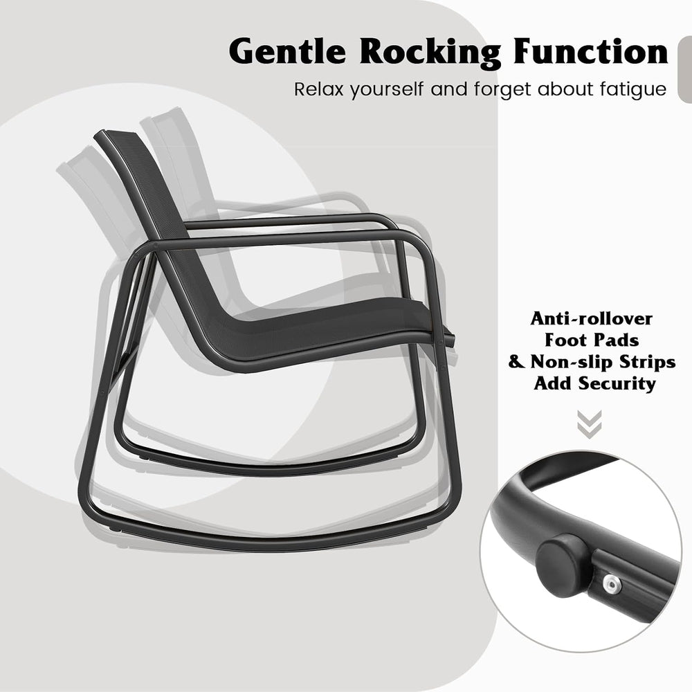 Tangkula 3 Piece Rocking Bistro Set, Patio Furniture Set with 2 Rocking Chair...