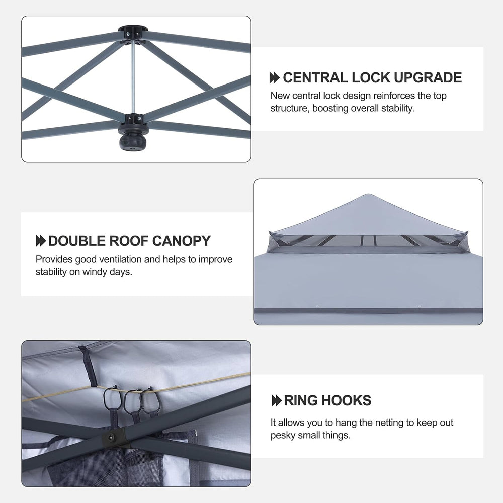 ABCCANOPY Pop Up Gazebo 11x11 with Mosquito Netting, Dark Gray
