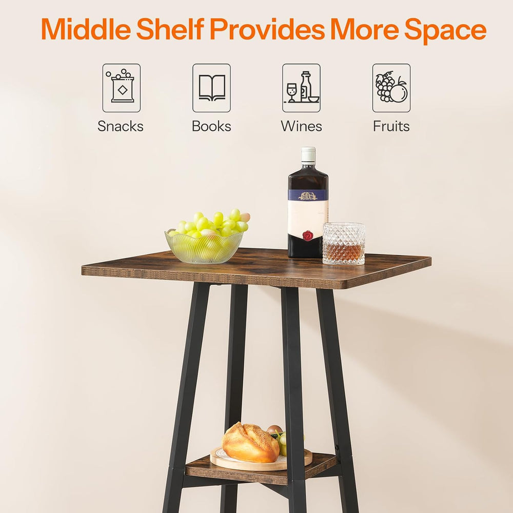 HOOBRO Bar Table, 2-Tier High Top Pub Table, Counter Height Table with Storag...