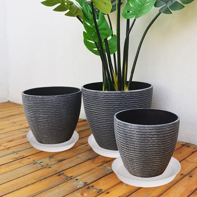 3 Pack of 26 inch Plant Saucer, 4.2" Depth Tray, Large Deep Garden Plast...