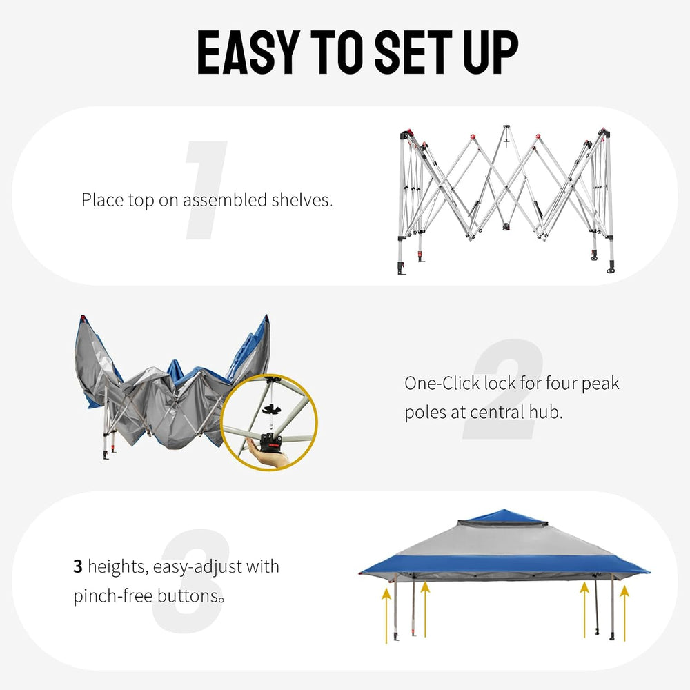 CROWN SHADES 13x13 Pop Up Gazebo, Clearance Canopy Tent,Blue & Grey