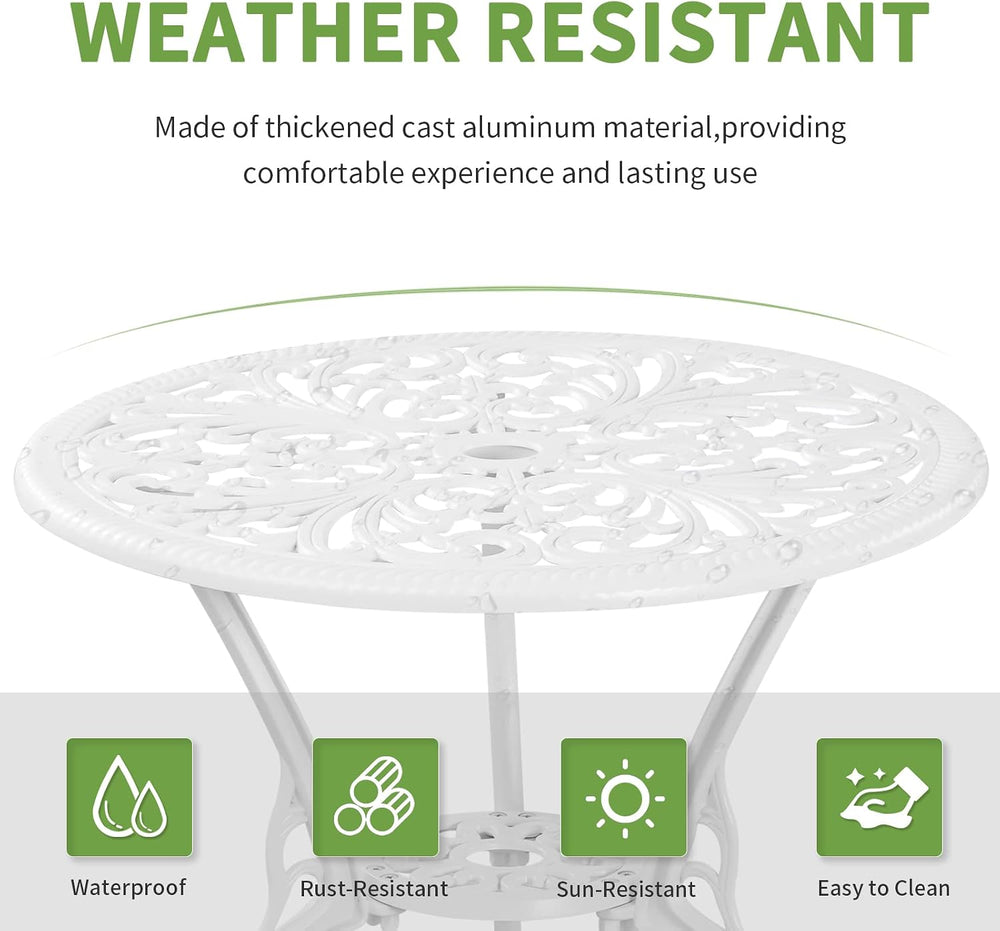 3 Piece Patio Set Outdoor Cast Aluminum Patio Bistro Table and Chairs Set of ...