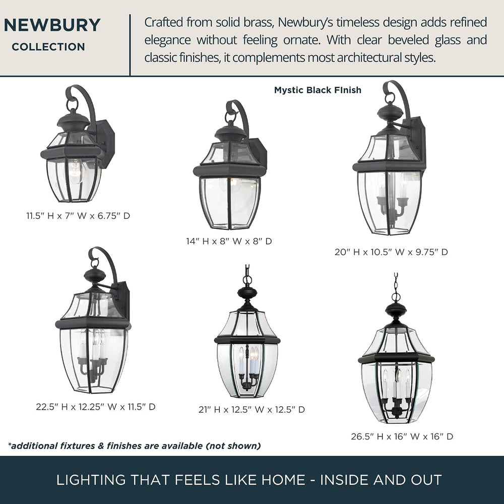 Quoizel Newbury 12" Outdoor Wall Lantern, Mystic Black