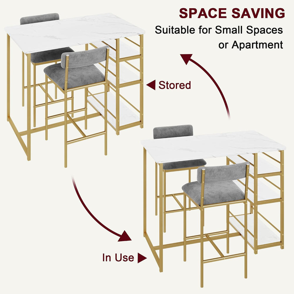 GAOMON Dining Table Set for 2, Kitchen Table and Upholstered Chairs for 2, 3 ...