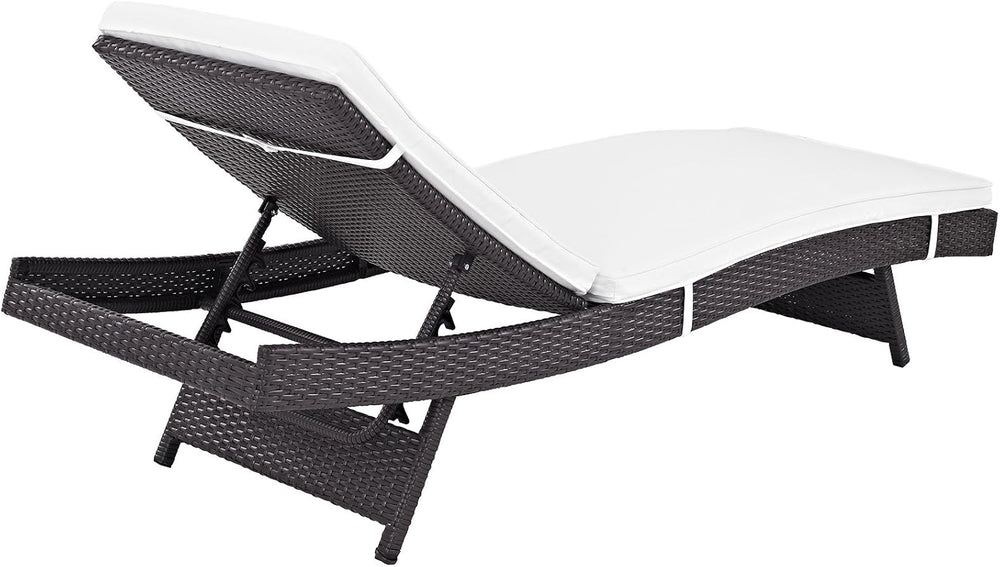 Modway Convene Wicker Rattan Outdoor Patio Chaise Lounge Chair in Espresso White