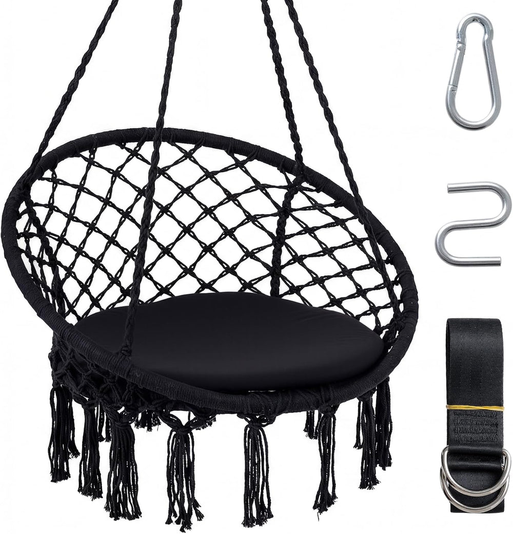 Happygrill Hammock Swing Chair with Round Seat Cushion